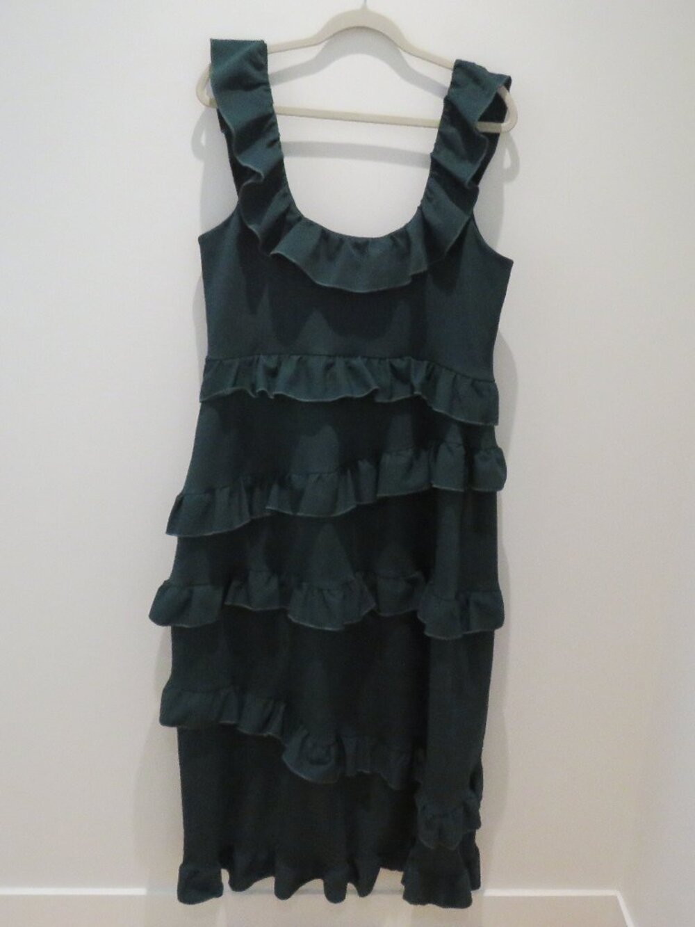 SHOW ME YOUR MUMU Greta Ruffle Midi Dress Emerald Green Sz 1X Wedding Cocktail - Picture 10 of 13